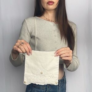 Handmade White Lace & Pearl Women's Bag